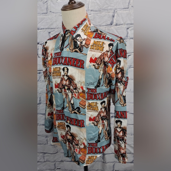Second Hand Rose by Mack Mens Button Up Shirt Buccaneer Vintage 70s Medium Small - Picture 11 of 16